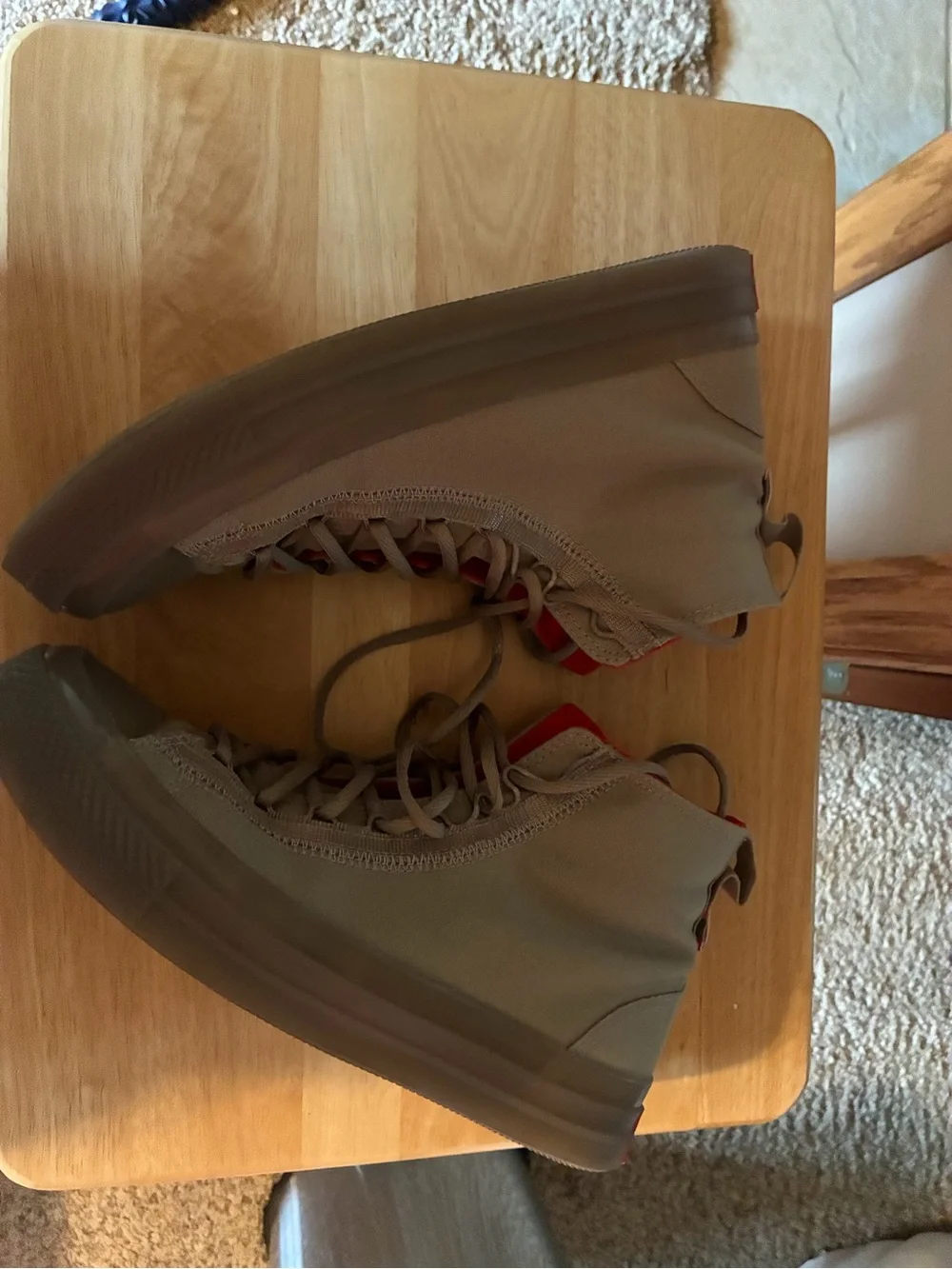 Converse Mid-Top Sneakers in Taupe with Red Star Accent